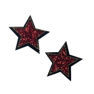 2 Pc. Red Glitter Sparkle Star Patches